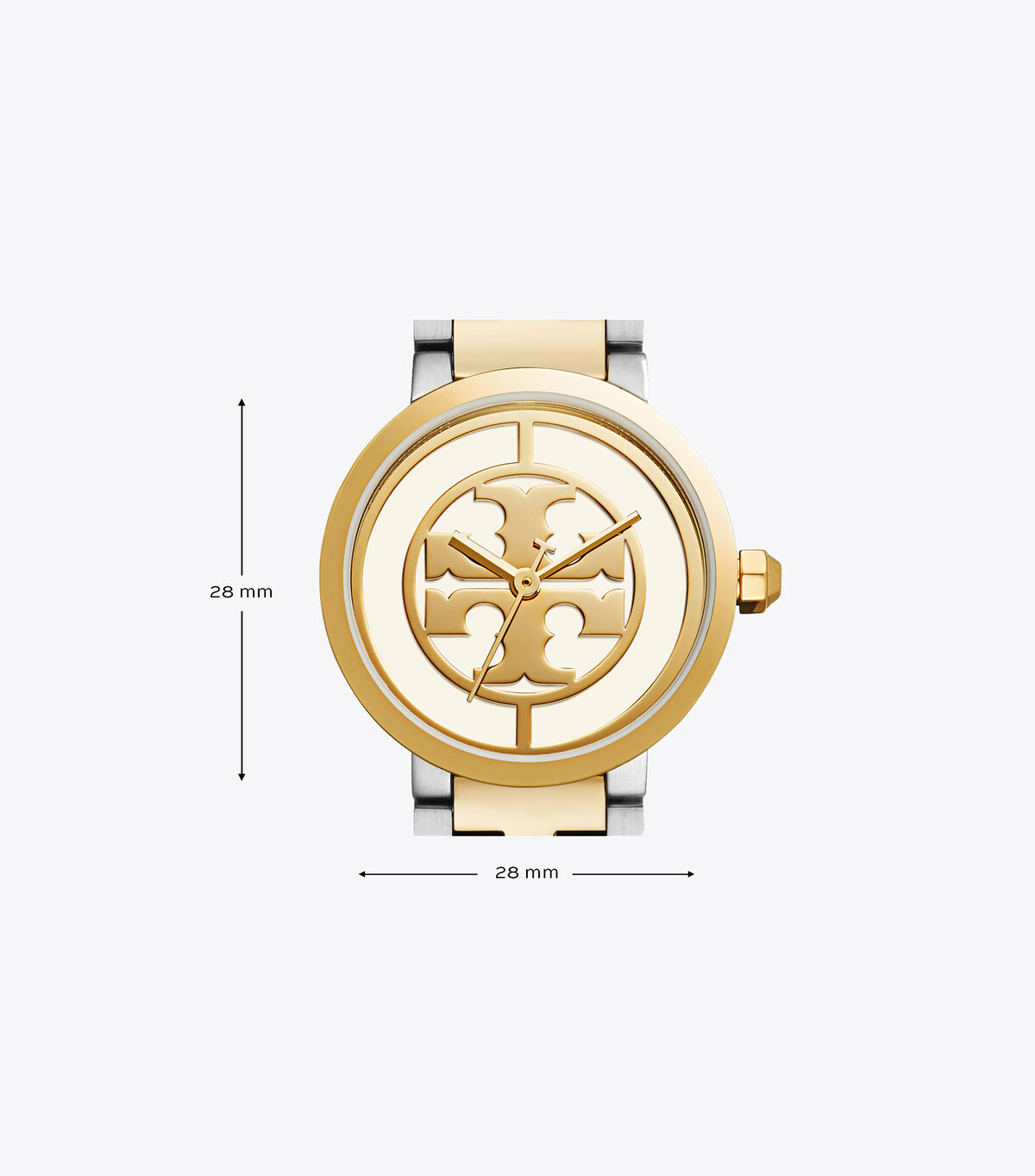 tory burch reva watch two tone gold stainless steel ivory 28 mm