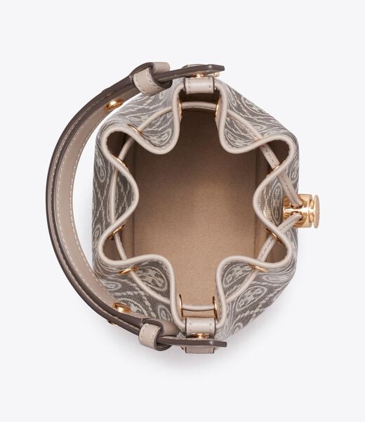 tory burch t monogram coated jacquard mini bucket bag
