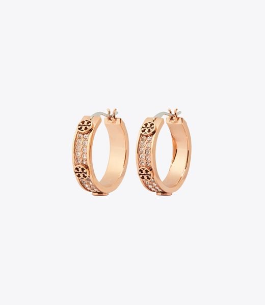 tory burch small icon pave hoop earrings