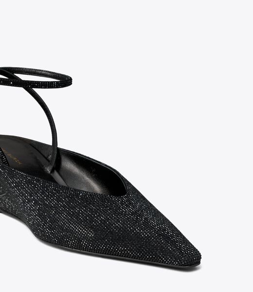 tory burch حذاء بكعب مرصع بالكريستال