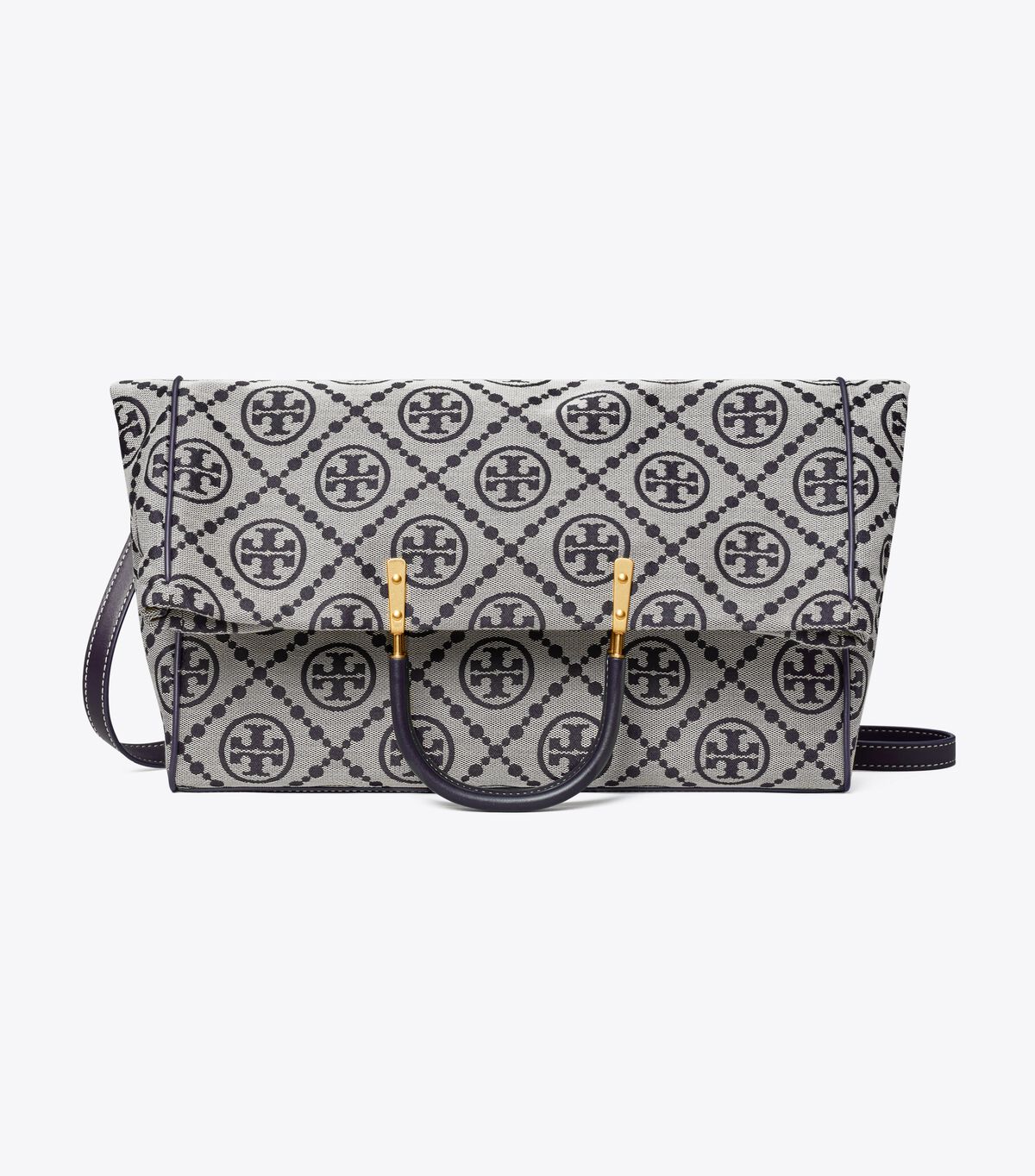 tory burch t monogram jacquard foldover tote