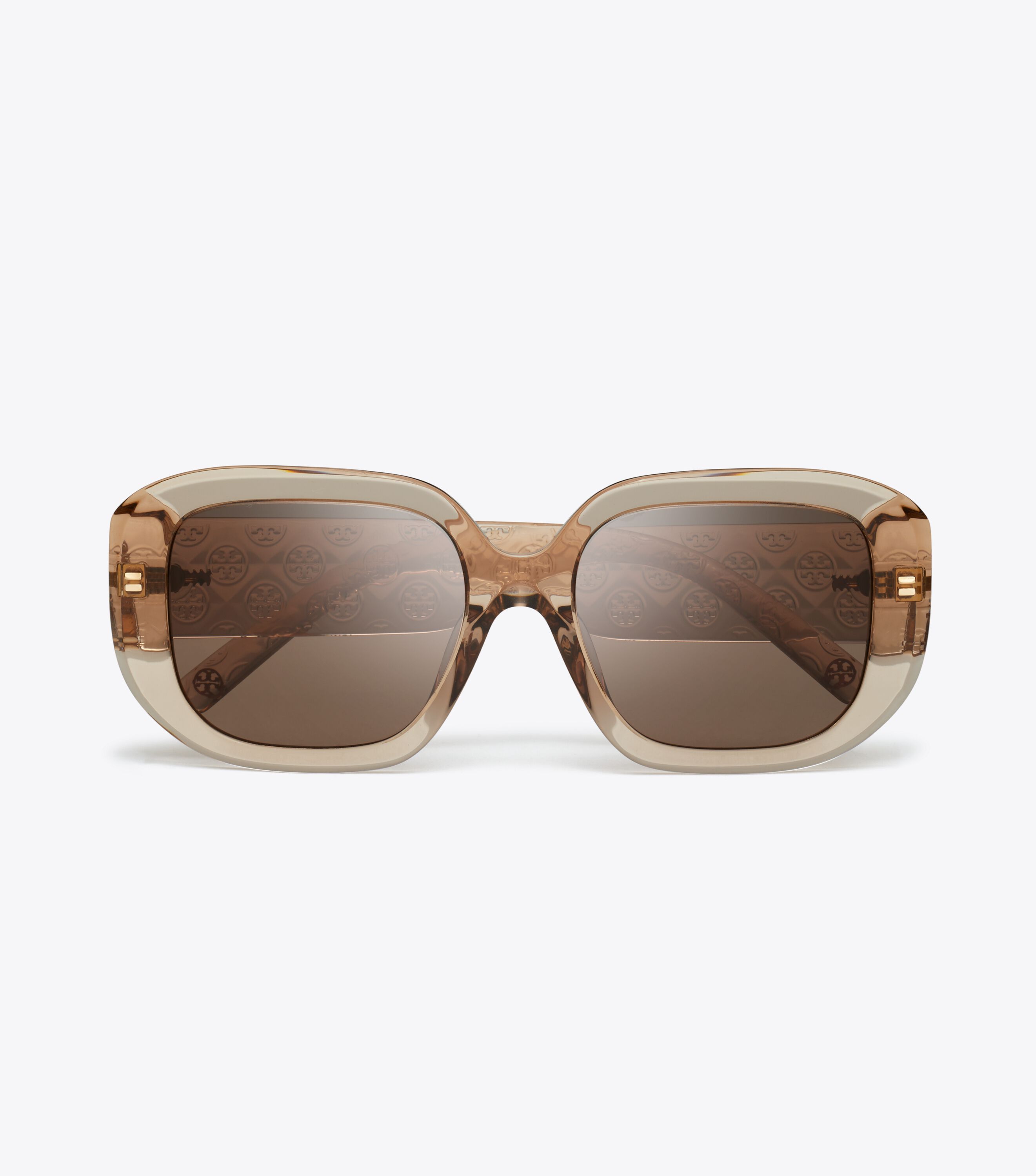 T Monogram Square Sunglasses, Transparent Brown/Brown | Tory Burch UAE