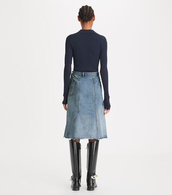 Deconstructed Denim Skirt | Ready-To-Wear | Tory Burch