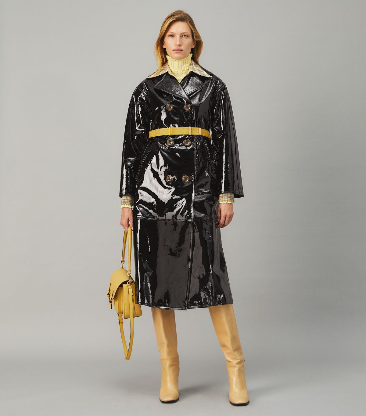 tory burch patent trench coat