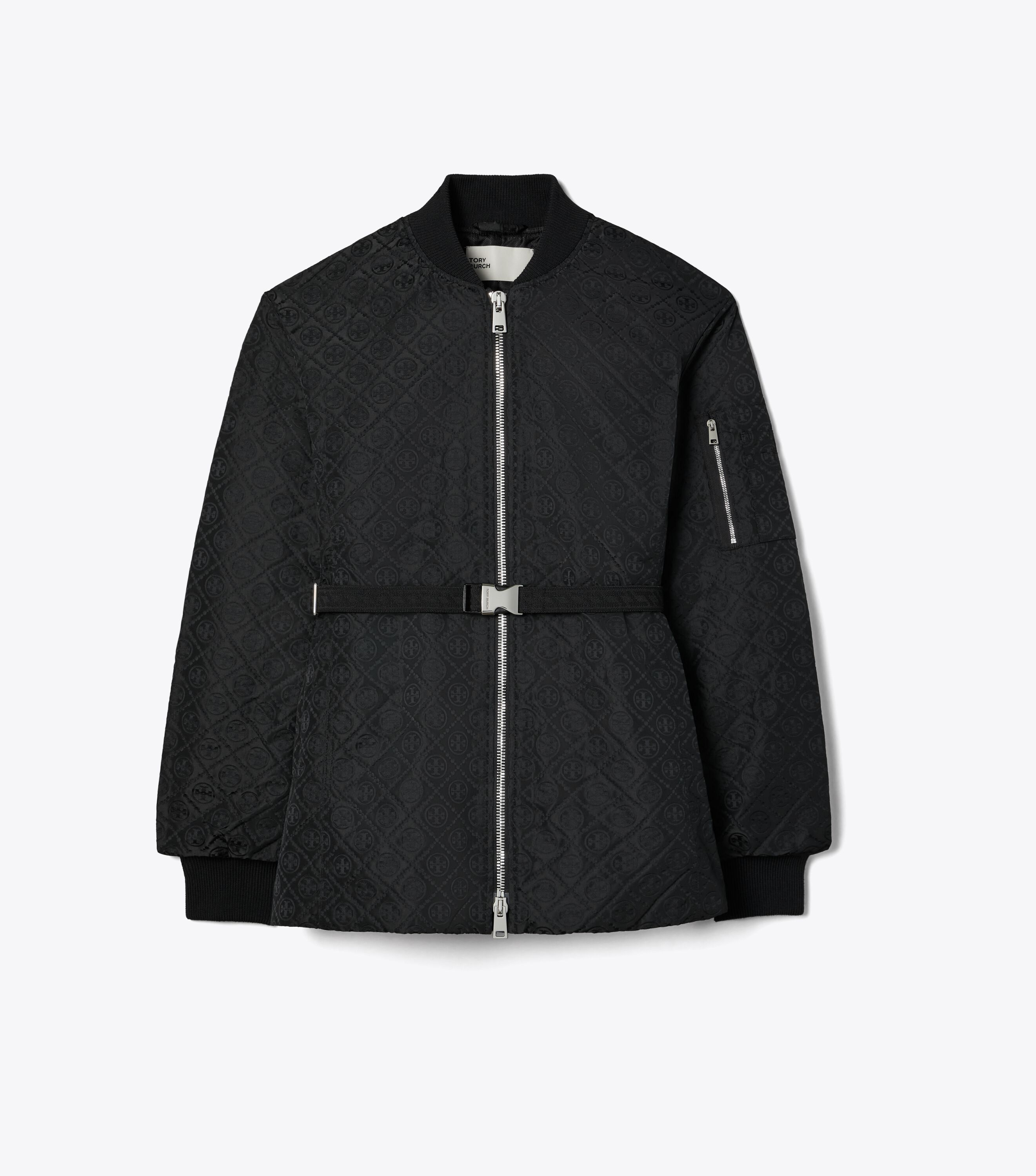 T Monogram Jacquard Zip Jacket, Black T Monogram | Tory Burch UAE