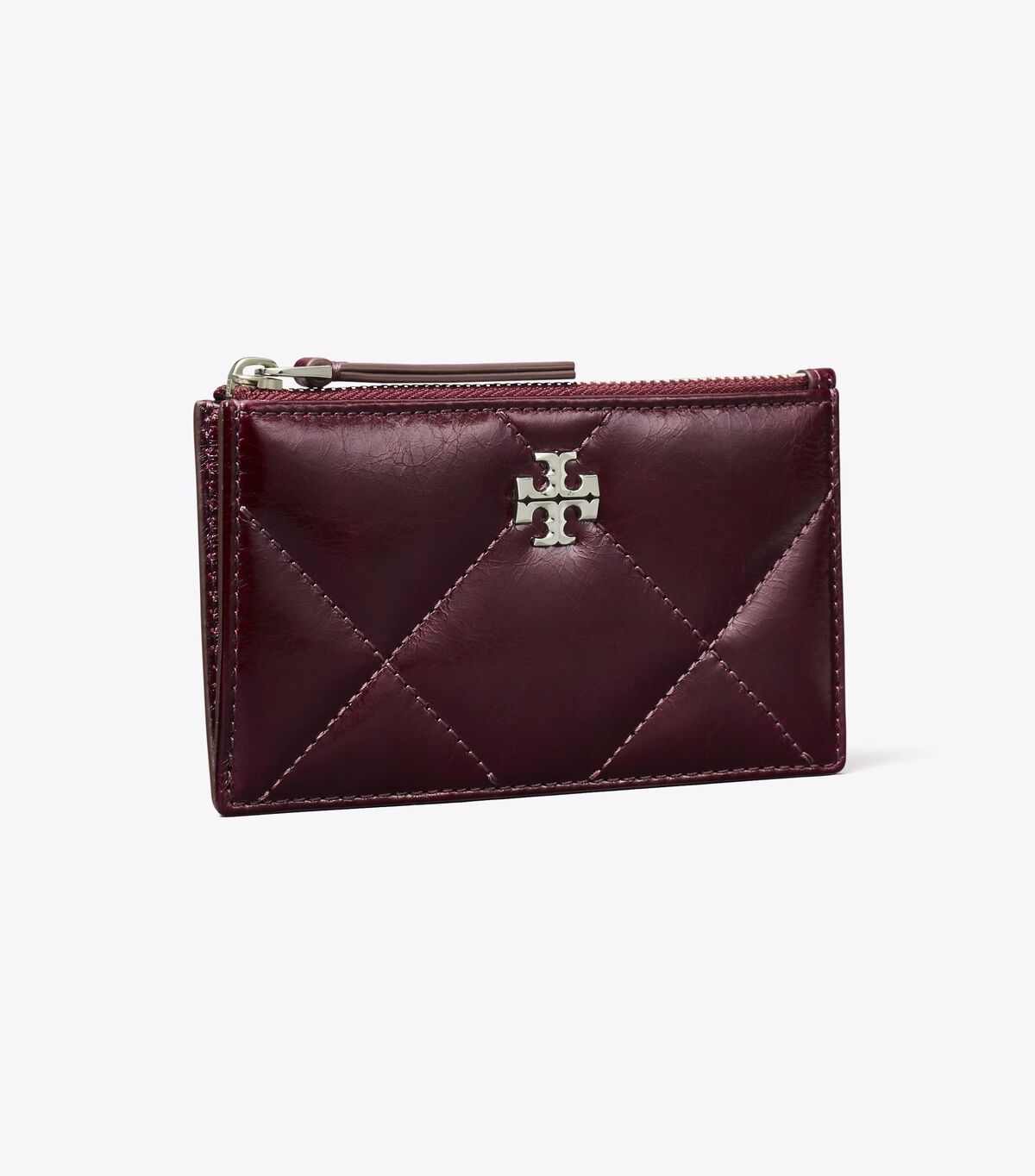 tory burch حافظة بطاقات بسحاب بتصميم كيرا دايموند كويلت