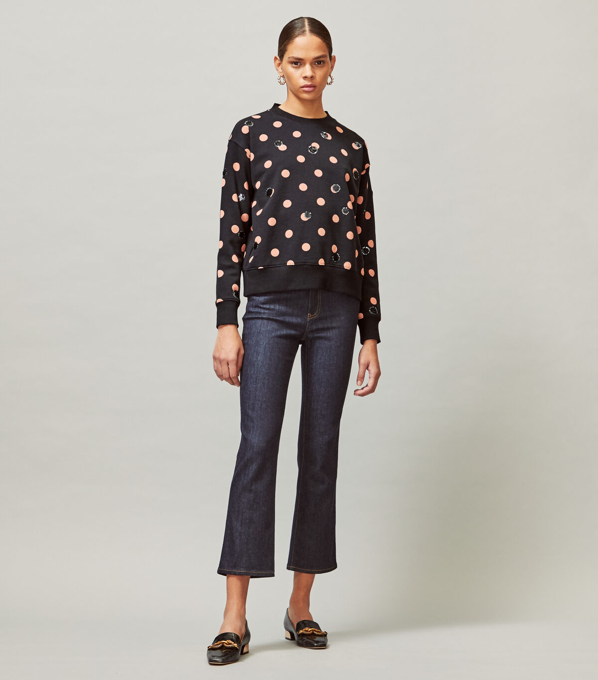 tory burch sequin polka dot sweatshirt