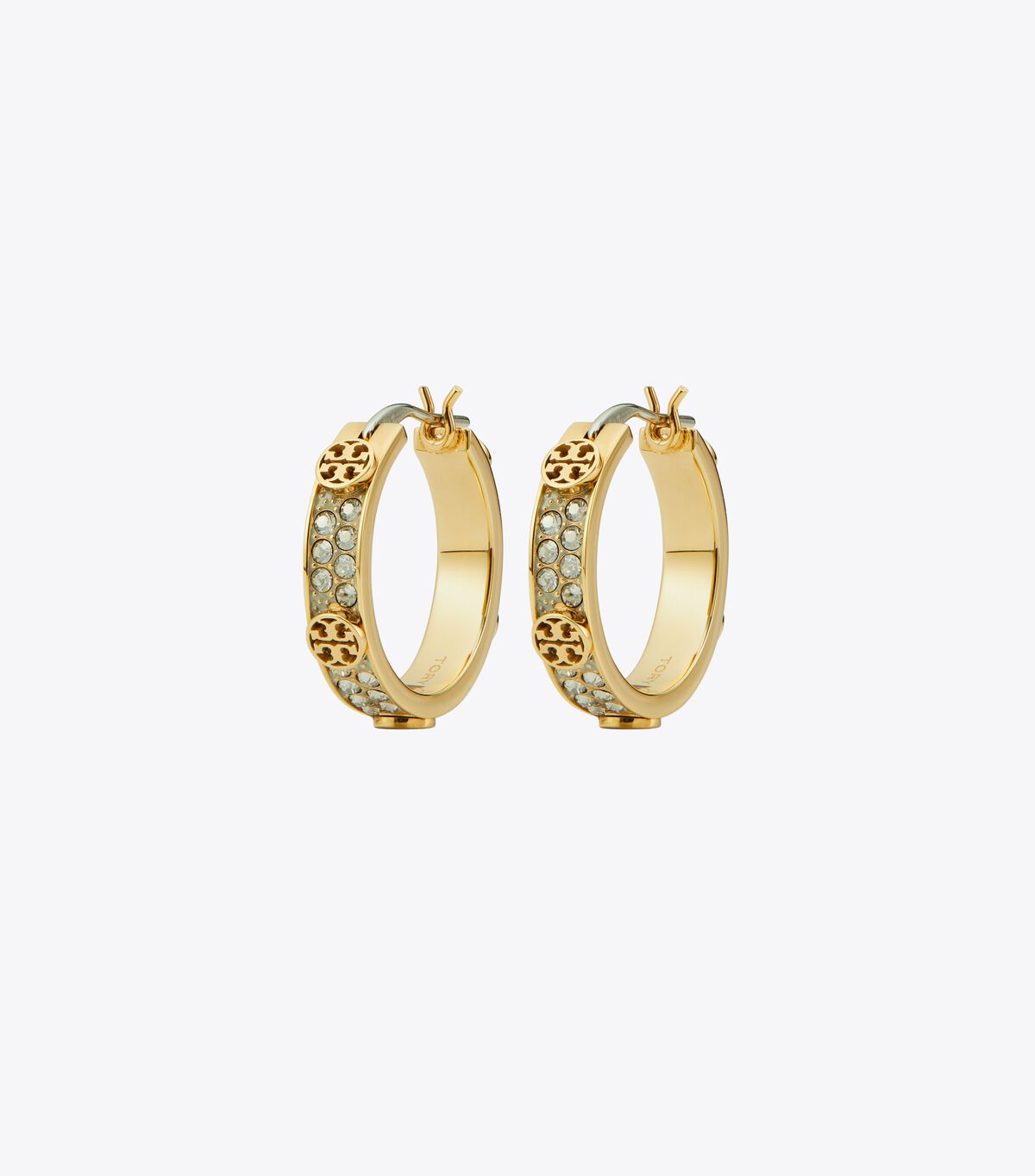 tory burch small icon pave hoop earrings