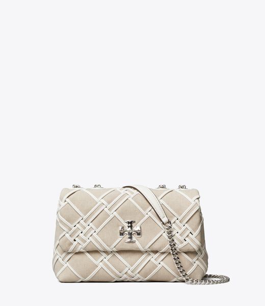 tory burch small kira woven canvas convertible shoulder bag