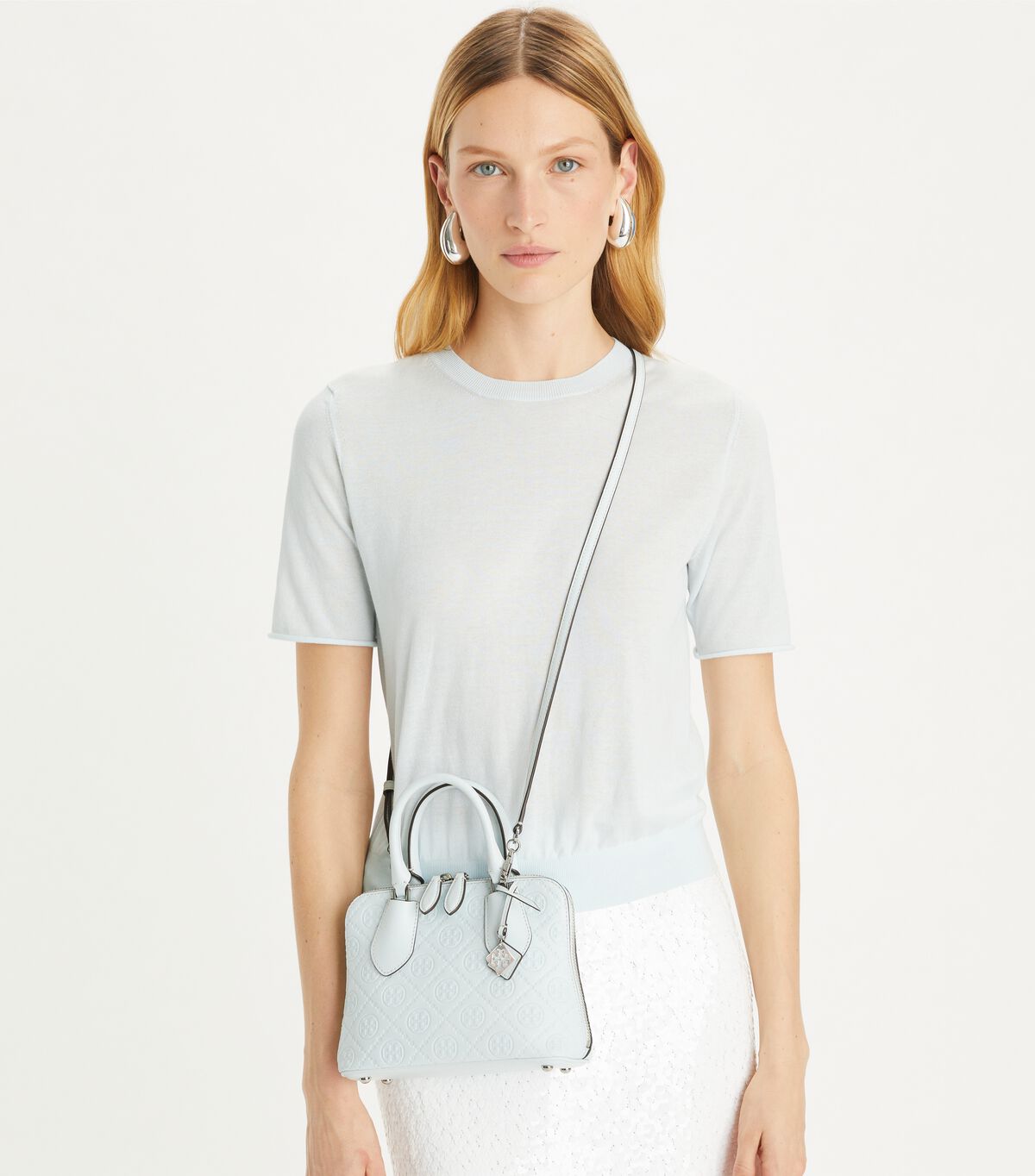 tory burch mini t monogram leather swing satchel