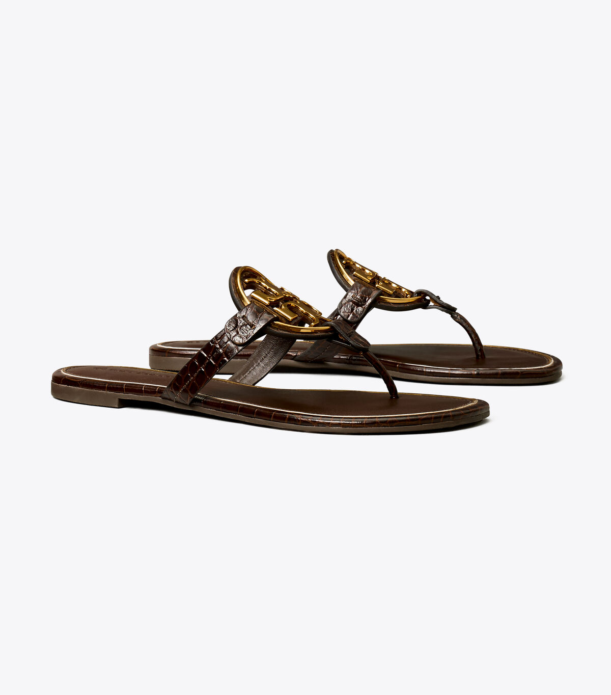 Miller Metal-Logo Sandal, Embossed Leather