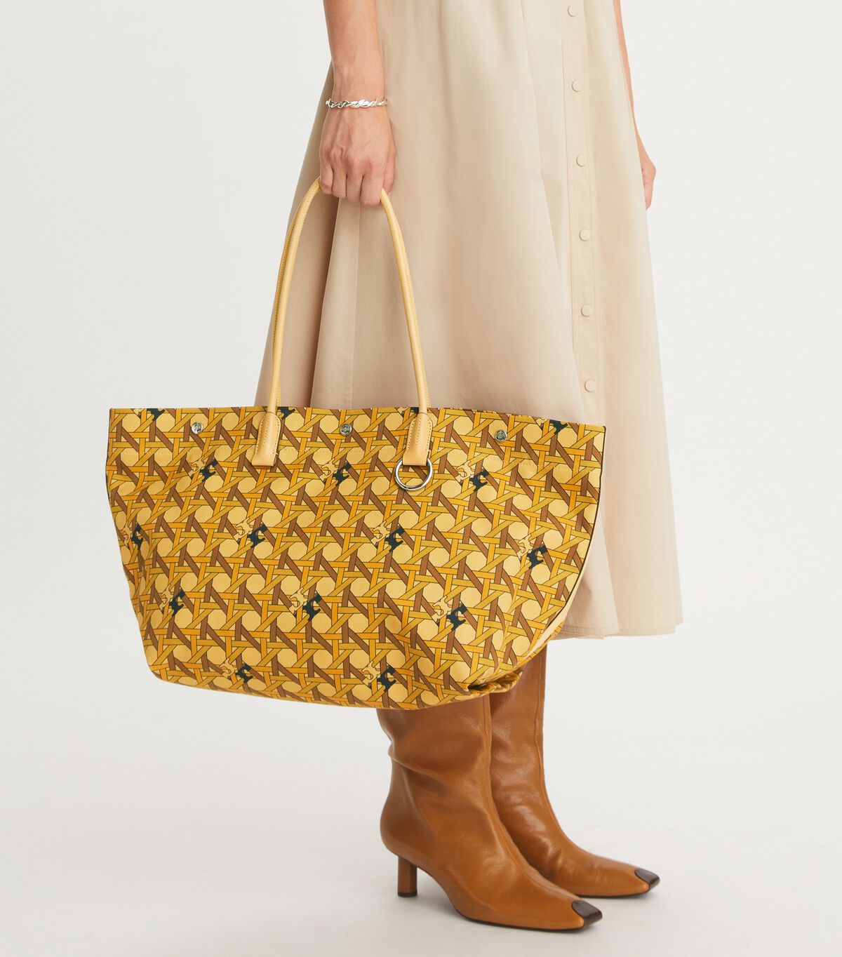 Canvas Basketweave Tote Bag Handbags Tory Burch
