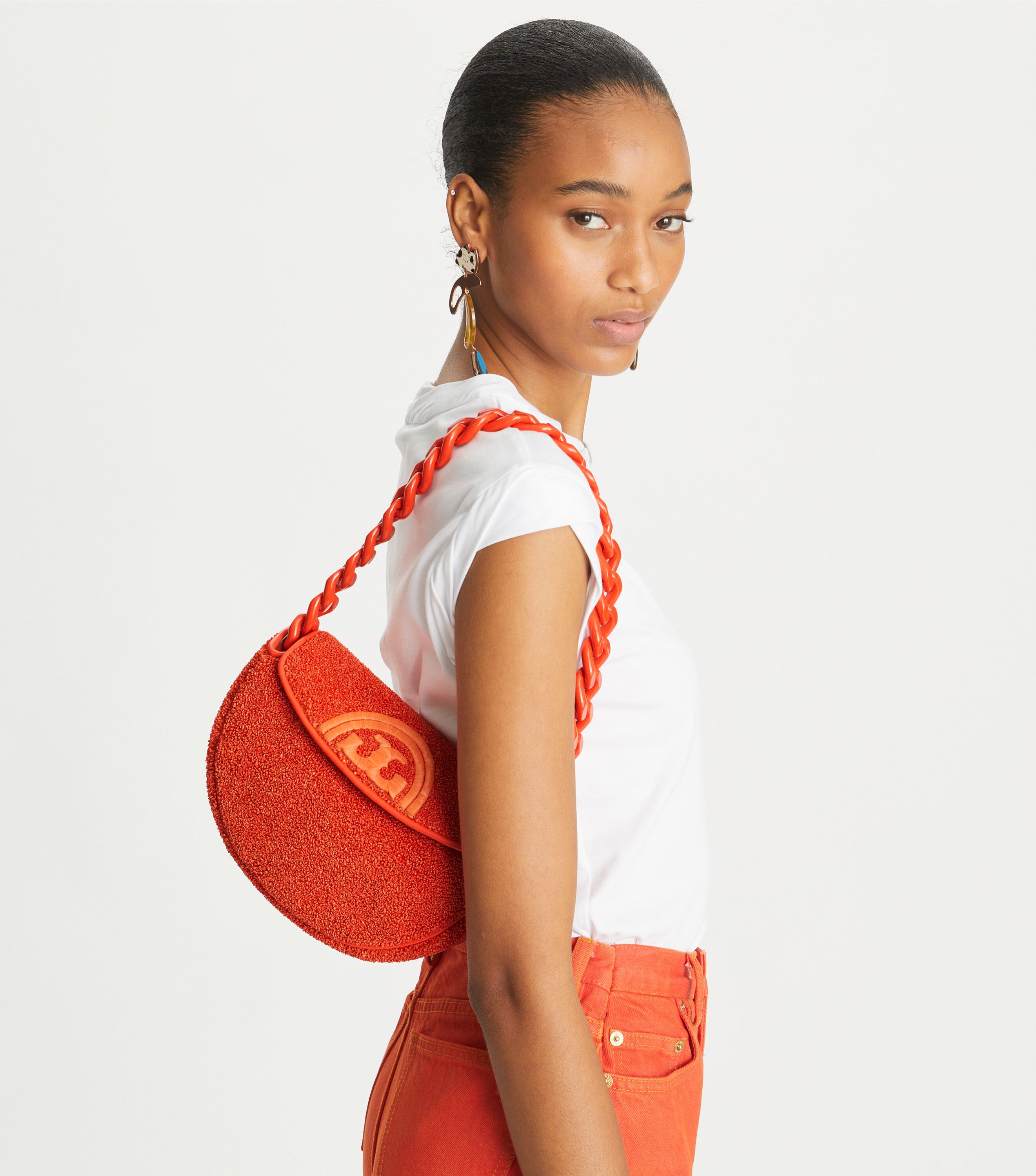 Mini Fleming Soft Raffia Crescent Handbags Tory Burch