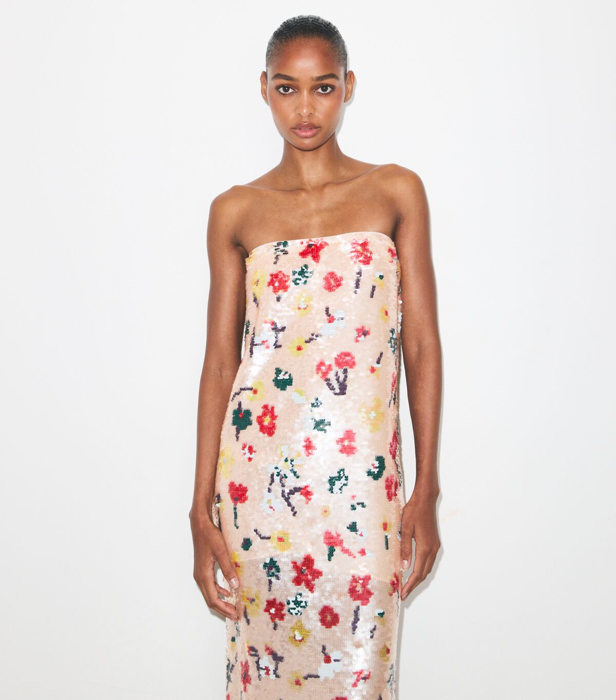 tory burch strapless sequin dress