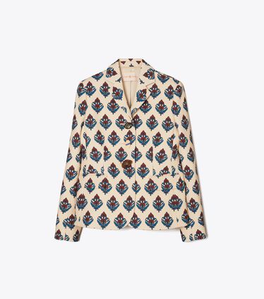 Multi-Button Twill Crepe Jacket