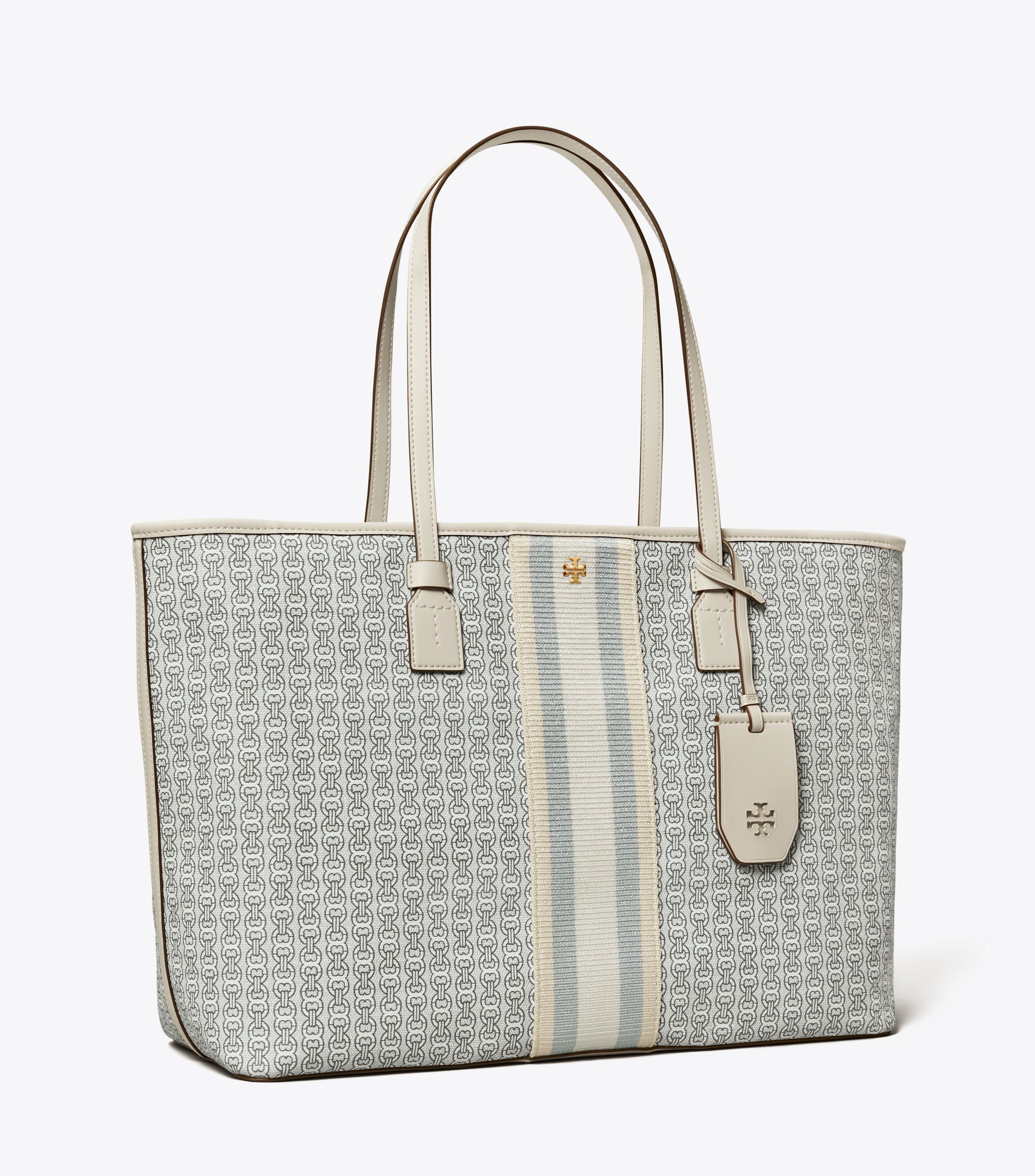 Gemini Link Canvas Top Zip Tote Bag Handbags Tory Burch
