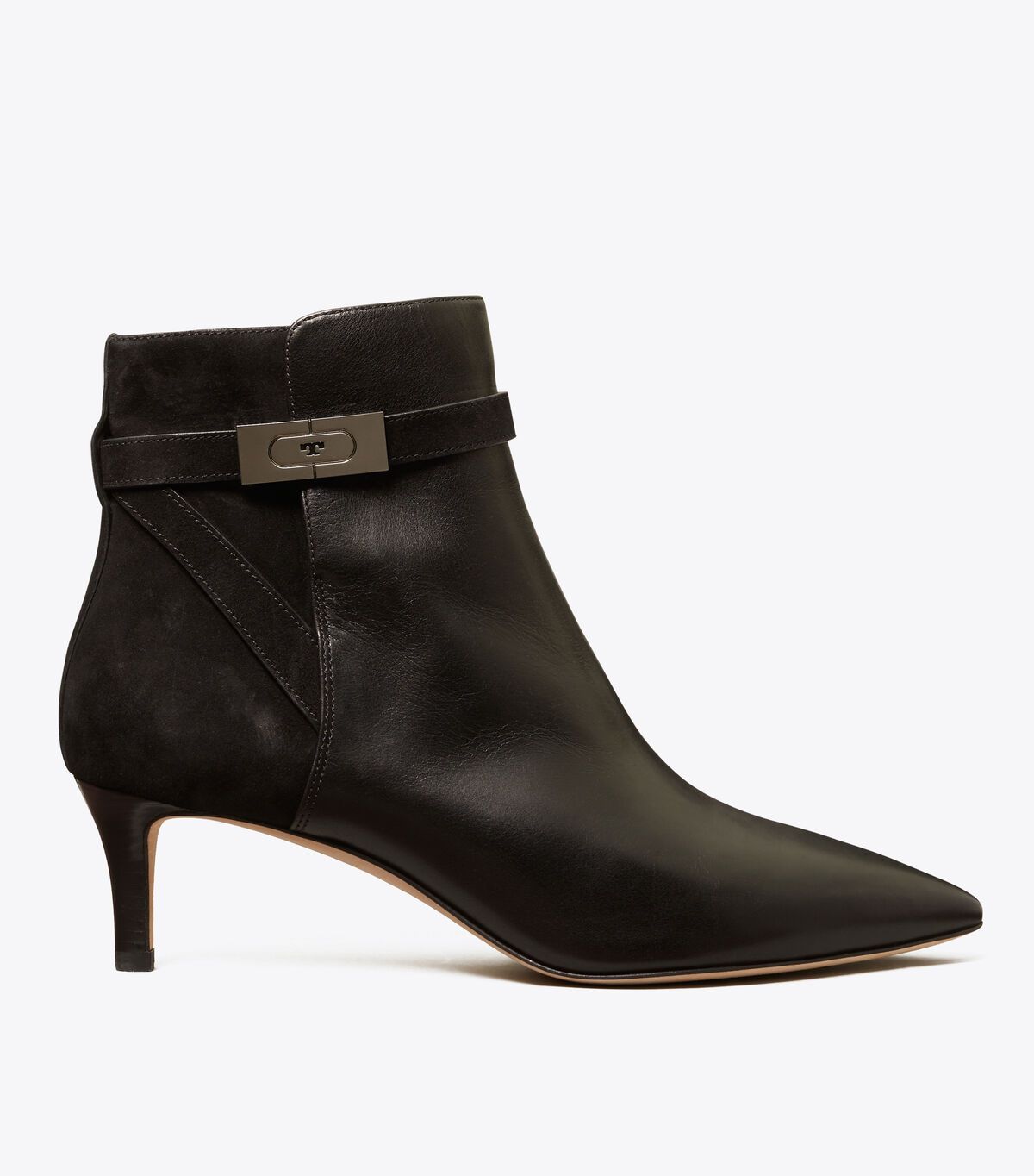 tory burch t hardware mixed materials ankle boot