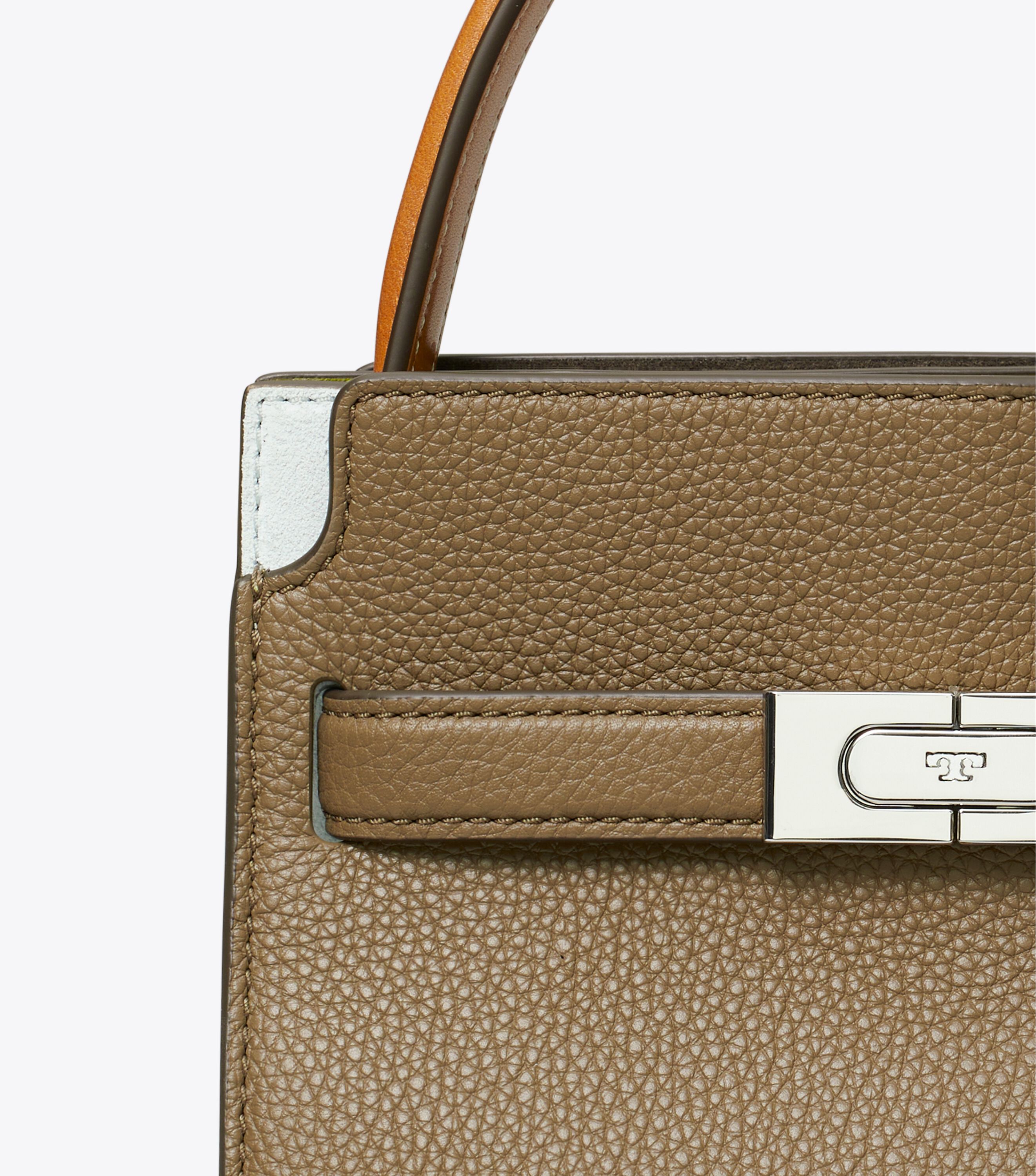 Petite Lee Radziwill Colorblock Pebbled Double Bag, Wild Mushroom