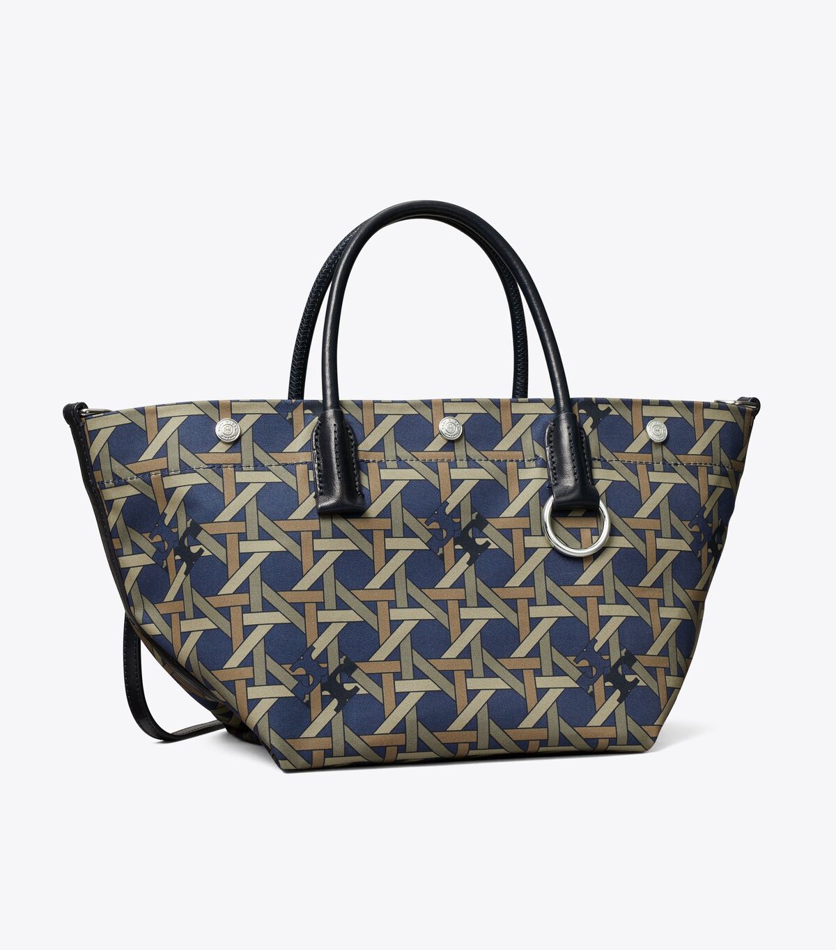 tory burch small canvas basketweave tote bag