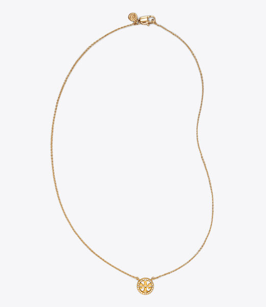 tory burch miller pave logo delicate necklace