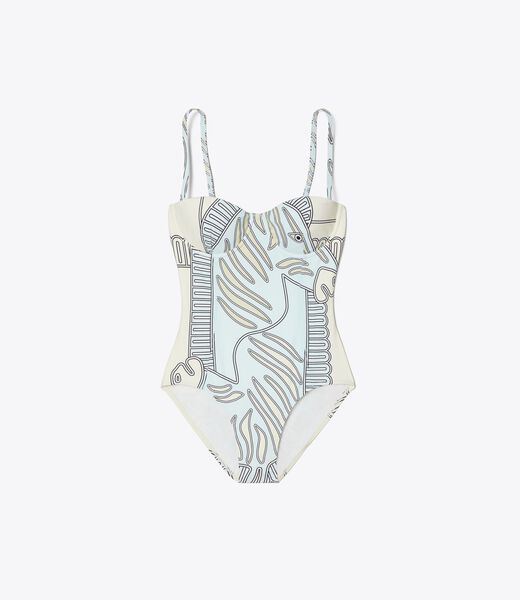 tory burch printed underwire one piece swimsuit
