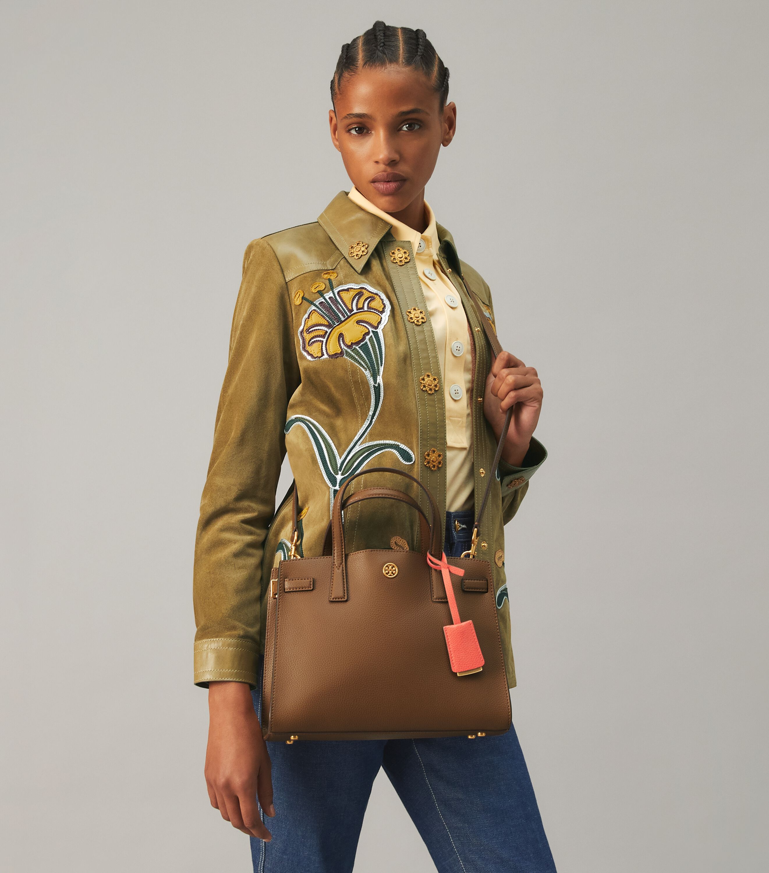 Embroidered Suede Reva Jacket Ready To Wear Tory Burch
