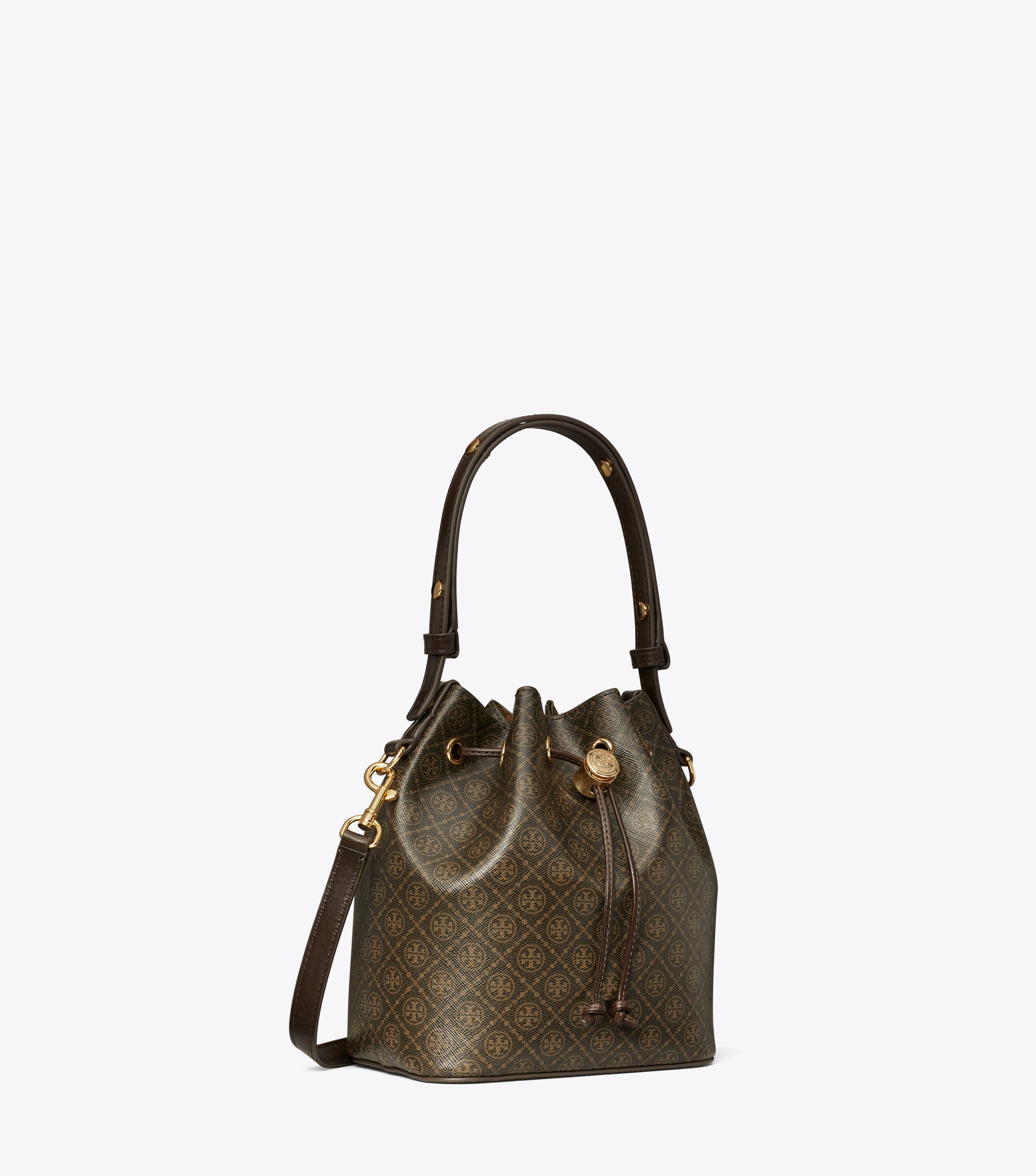 ★Tory Burch★ 25SS Timeless Logo Bucket Bag XBWTSAQ0000 Q8E T Monogram Pebble Mini Bucket Bag: Women's Designer
