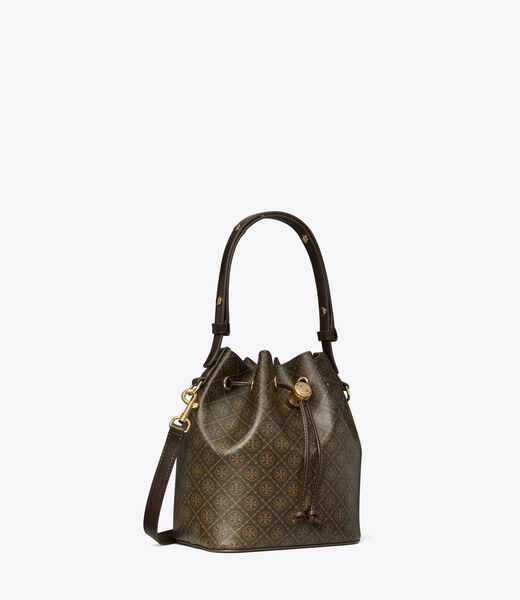 tory burch t monogram coated canvas bucket bag
