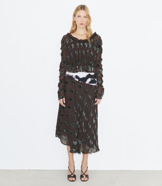 tory burch بلوزة مخملية مجعدة