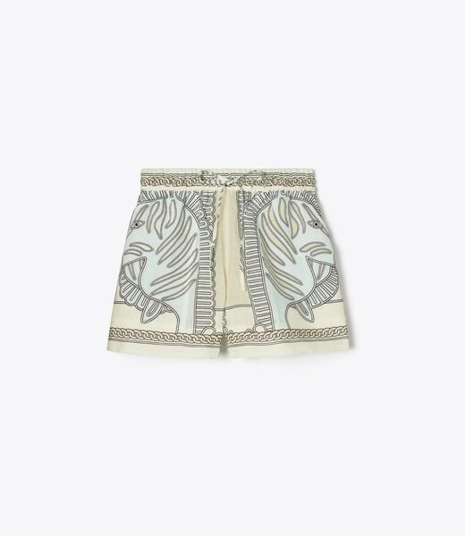 tory burch printed linen camp short