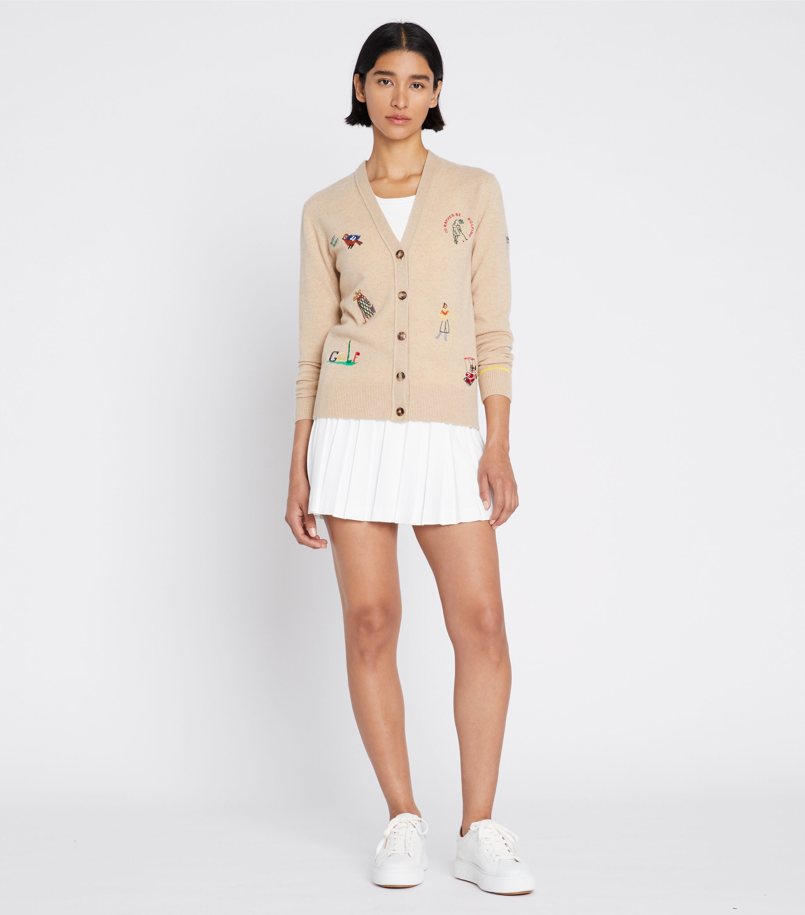 Tory Burch Cashmere Embroidered Golf Cardigan Tory Burch UAE