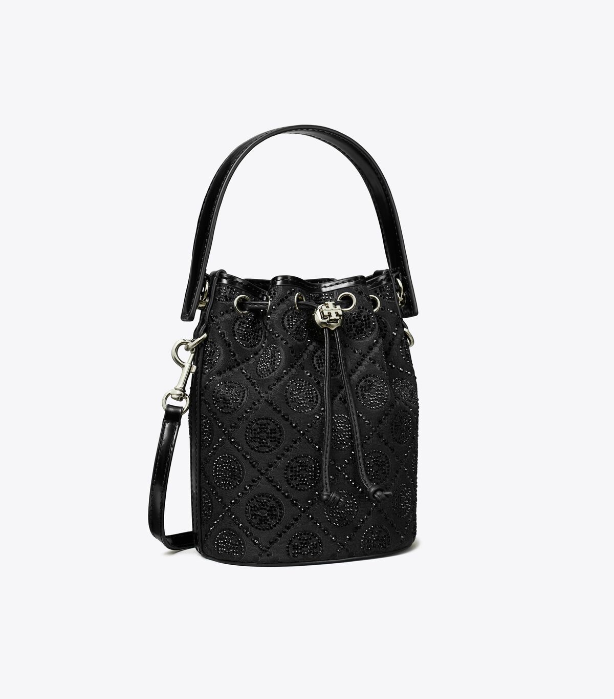 tory burch t monogram embellished mini bucket bag