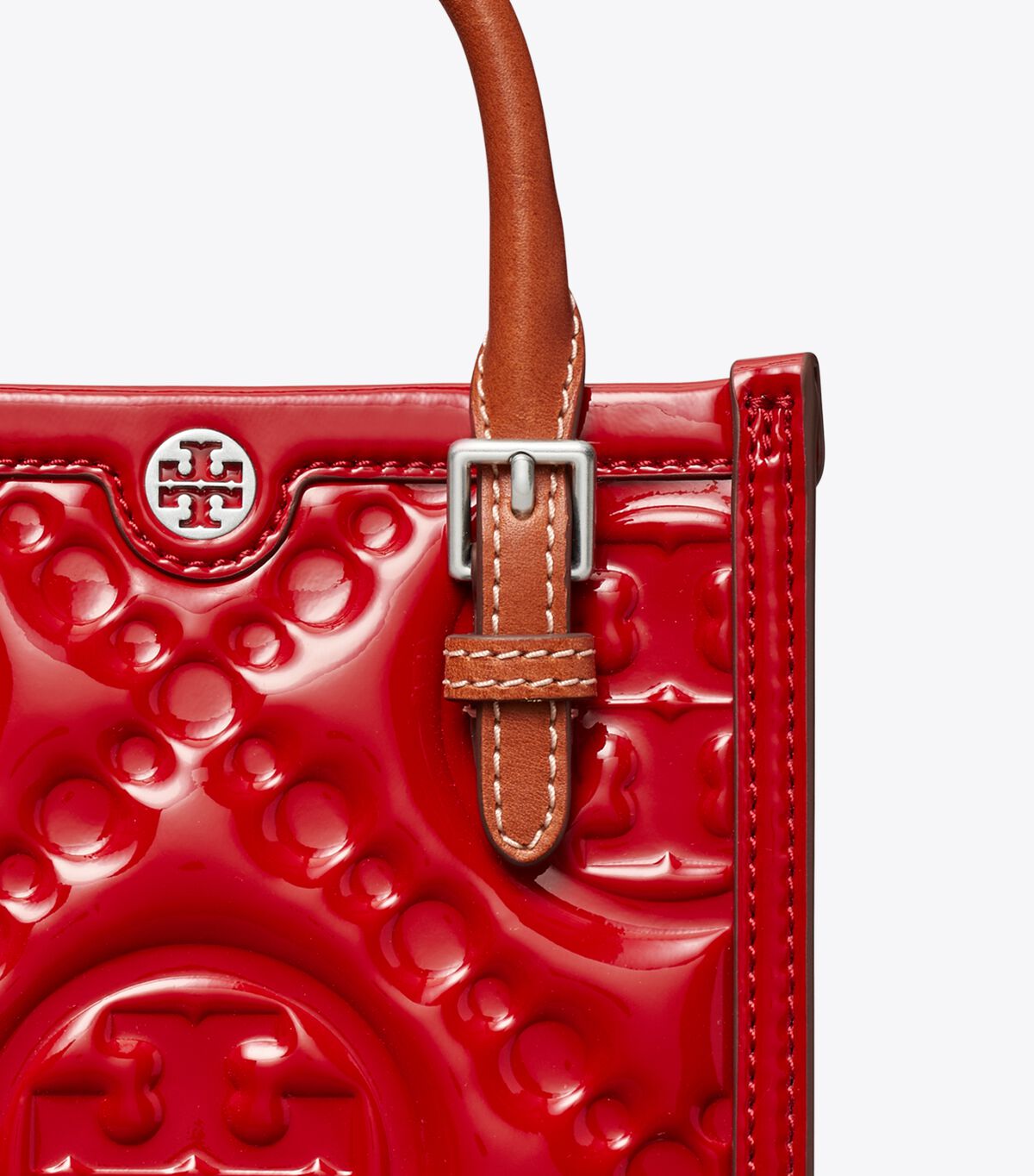 tory burch mini t monogram embossed patent tote
