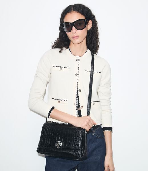 حقيبة كتف تشارلي منقوش عليها جلد التمساح tory burch حقيبة كتف تشارلي منقوش عليها جلد التمساح