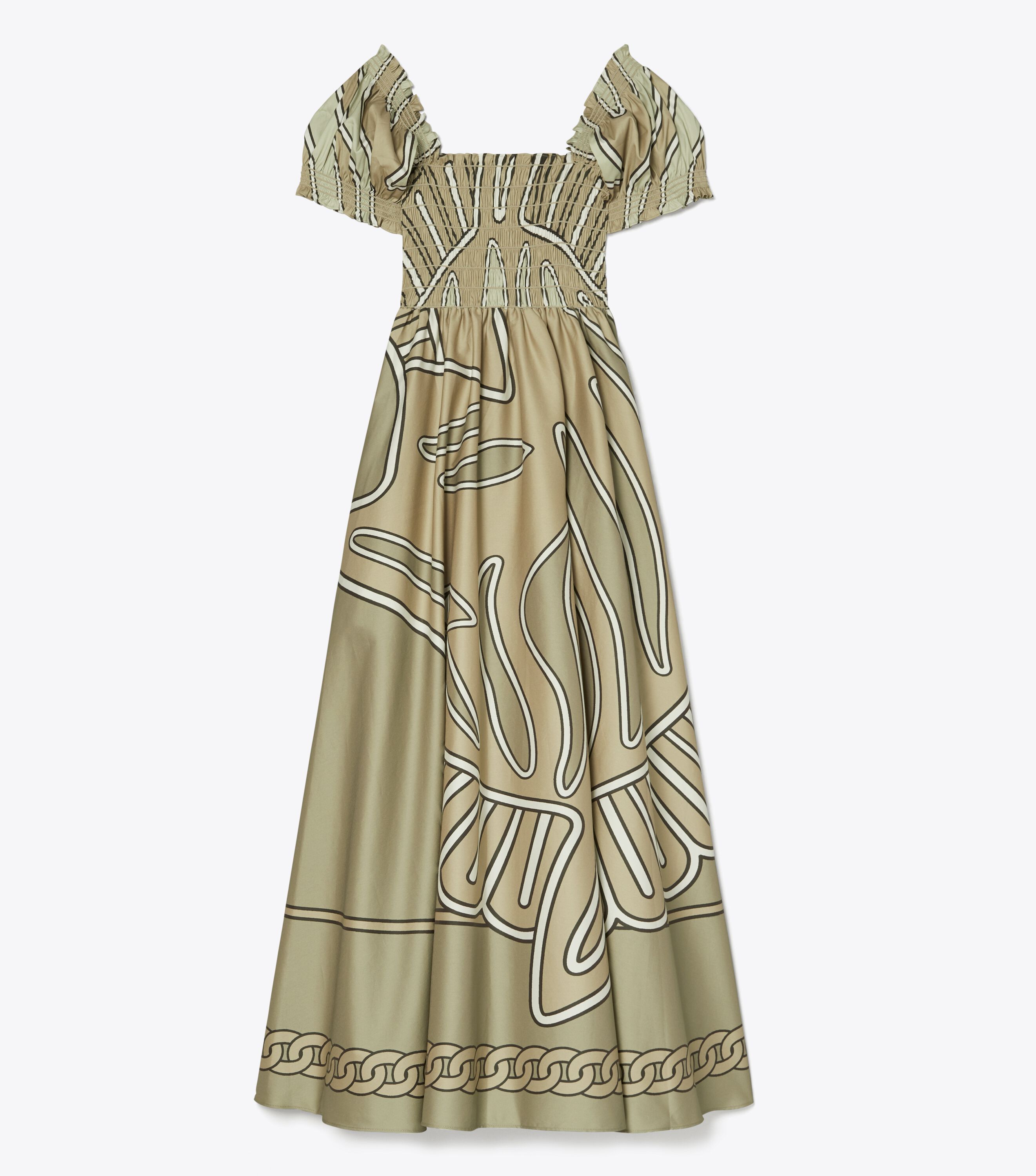 Tory Burch Print Smocked Cotton Dress Tory Burch UAE