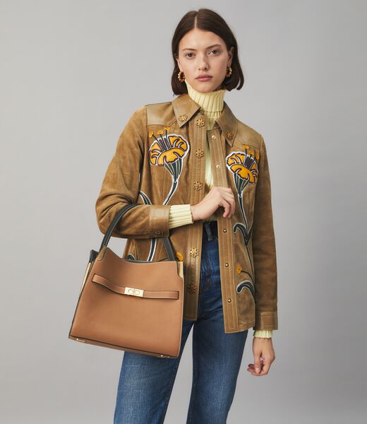 tory burch small lee radziwill pebbled double bag