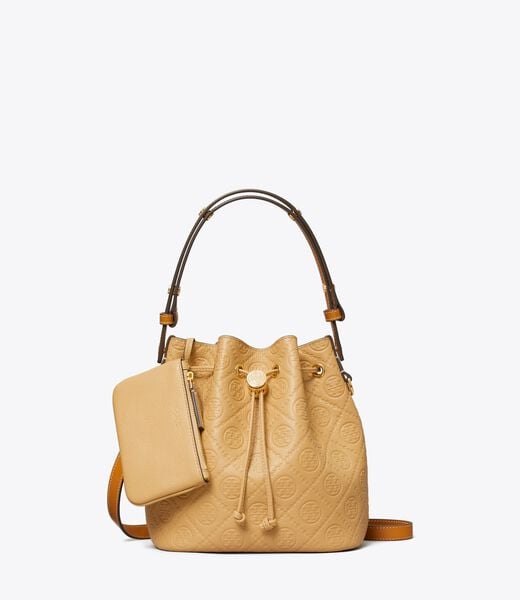 tory burch t monogram pebble bucket bag