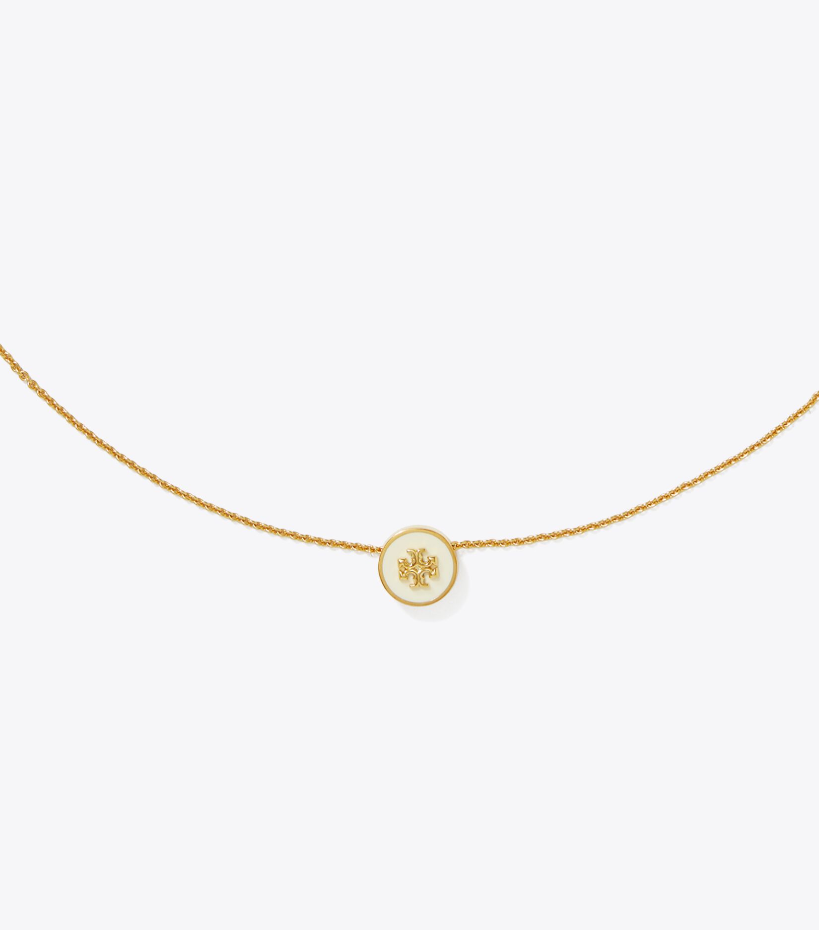 Kira Enamel Pendant Necklace, Tory Gold / New Ivory | Tory