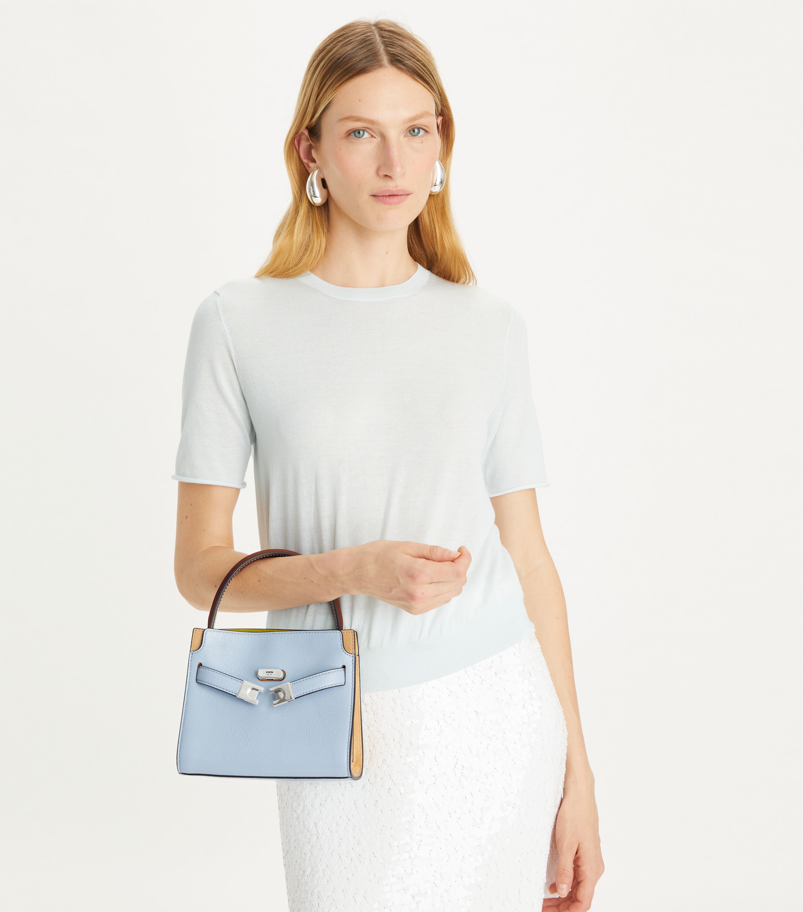 Petite Lee Radziwill Double Bag, Blue Mist | Tory Burch UAE