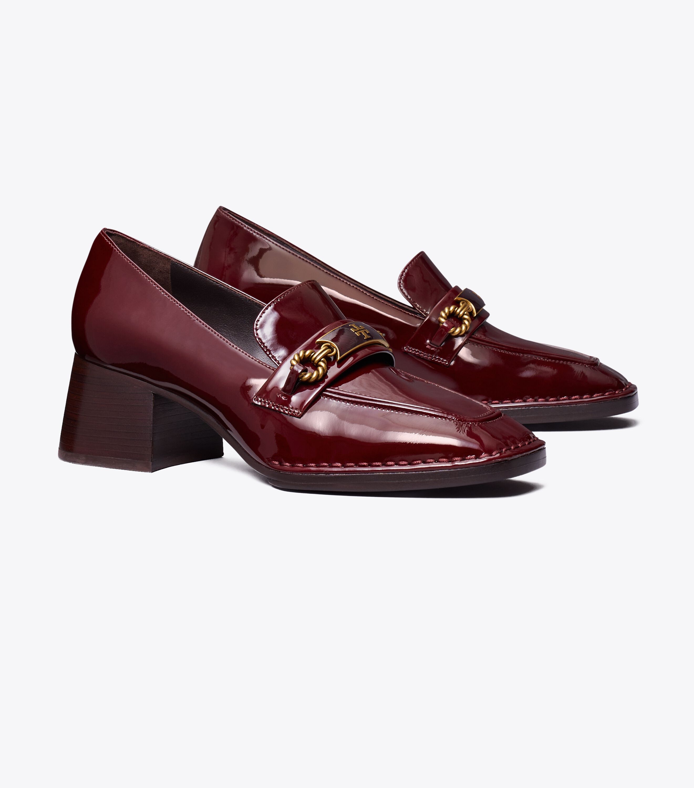 Link detail patent leather loafers hot sale