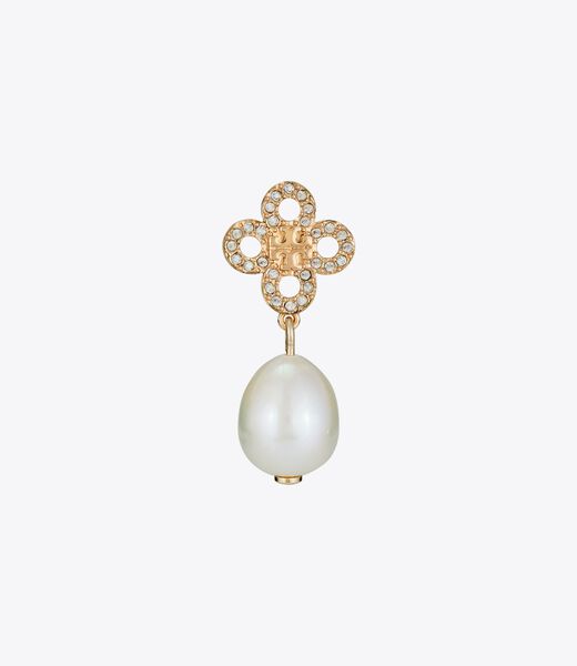 tory burch kira clover pearl drop earring
