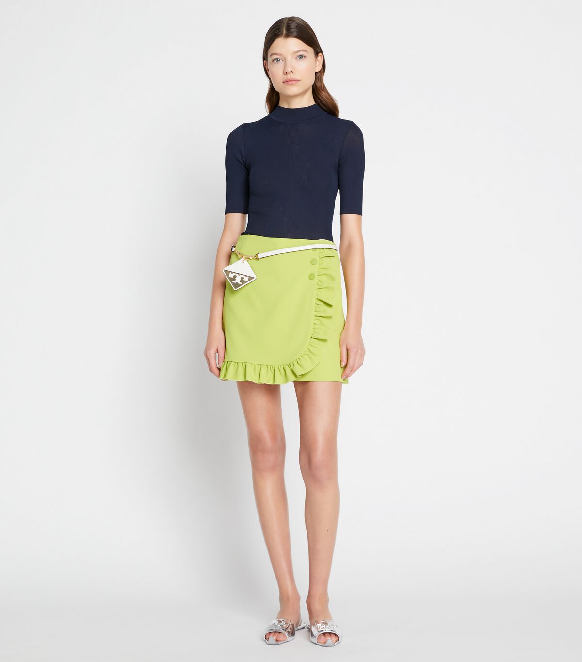 tory burch tech twill ruffle skort