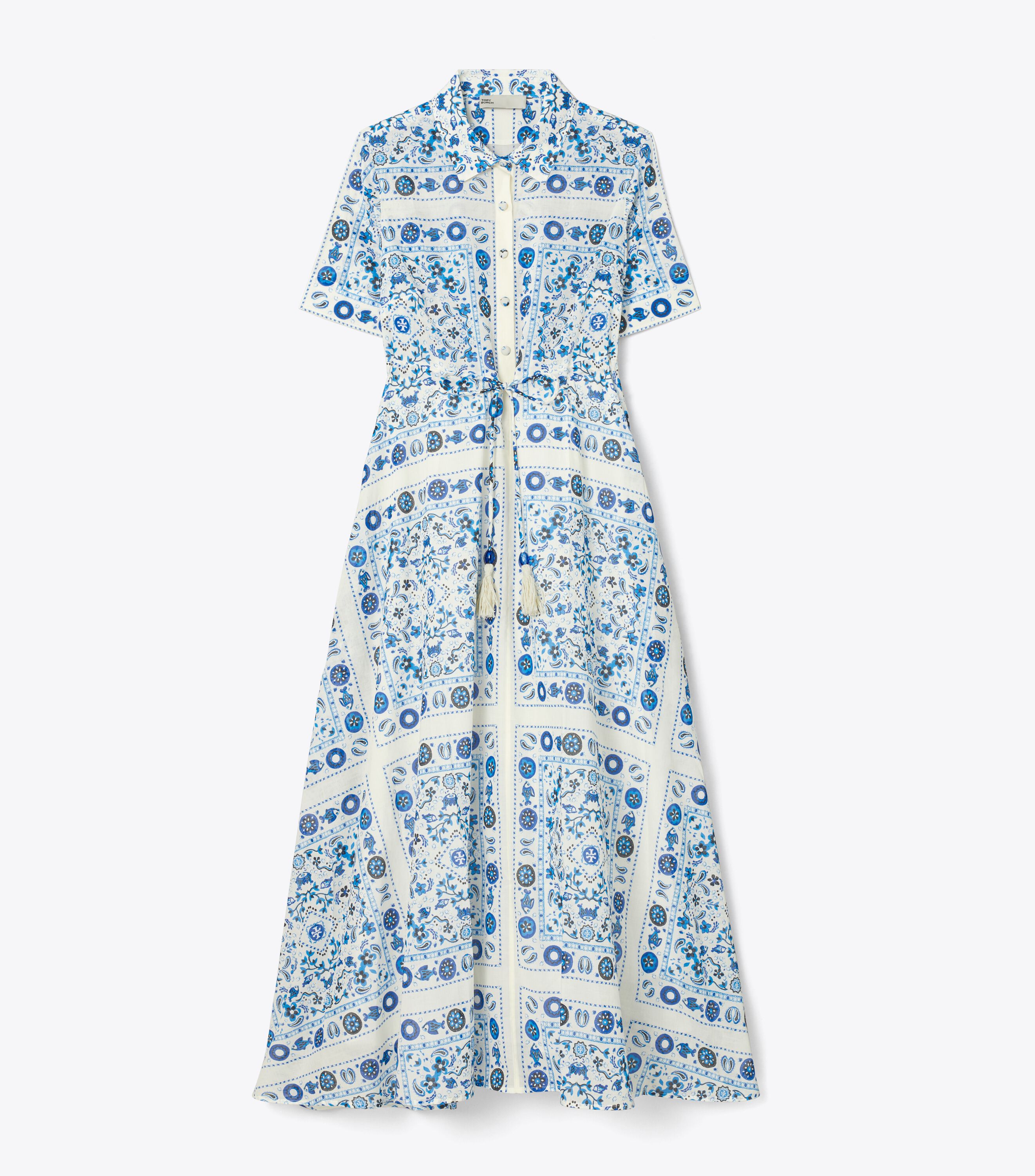 Tory burch 2025 printed cotton shirtdress