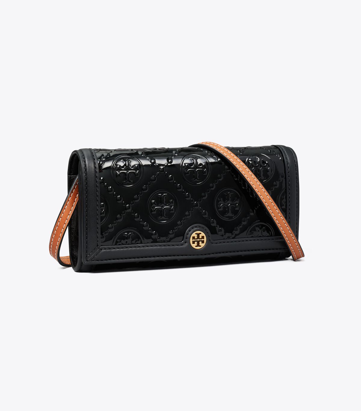 T Monogram Patent Embossed Wallet Crossbody