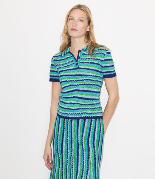 tory burch striped cotton polo