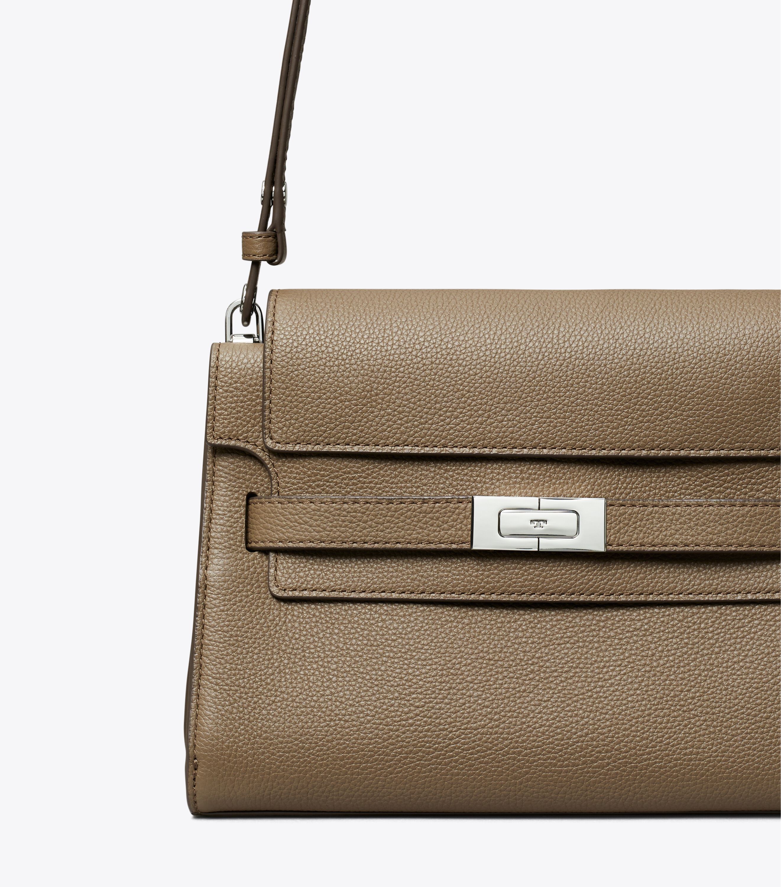 Lee Radziwill Pebbled Shoulder Bag, Wild Mushroom | Tory Burch UAE