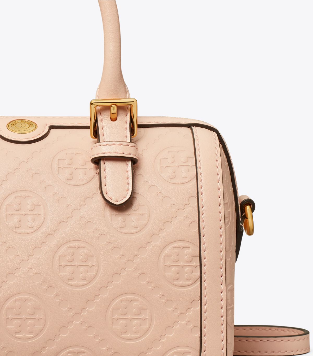 tory burch petite t monogram leather barrel bag