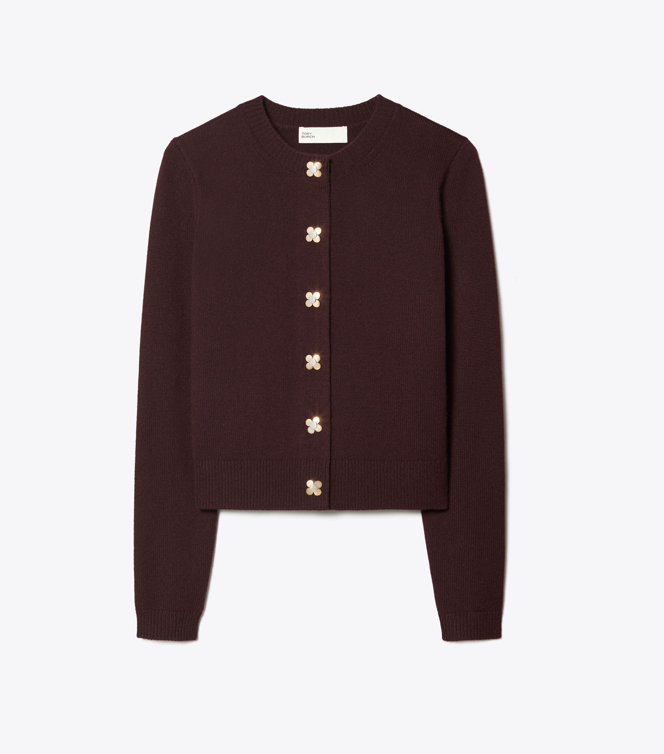 Cashmere Cardigan, Dark Winterberry | Tory Burch UAE Cashmere Cardigan, Dark Winterberry | Tory Burch UAE