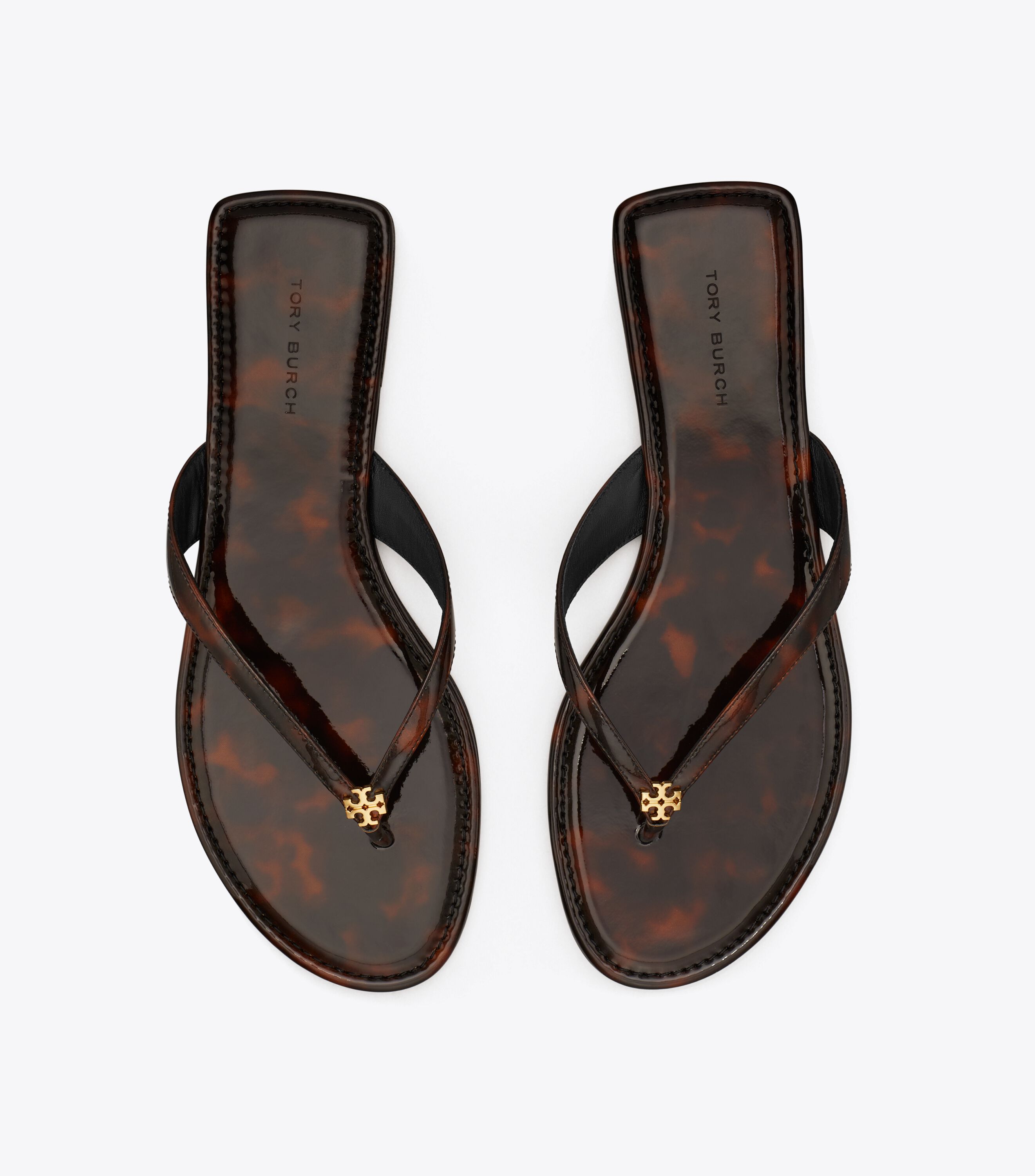 Tory burch black leather flip flops on sale