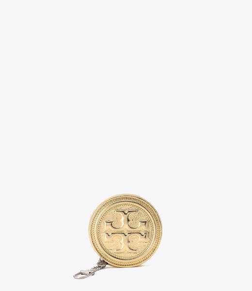 tory burch fleming soft metallic coin pouch key fob